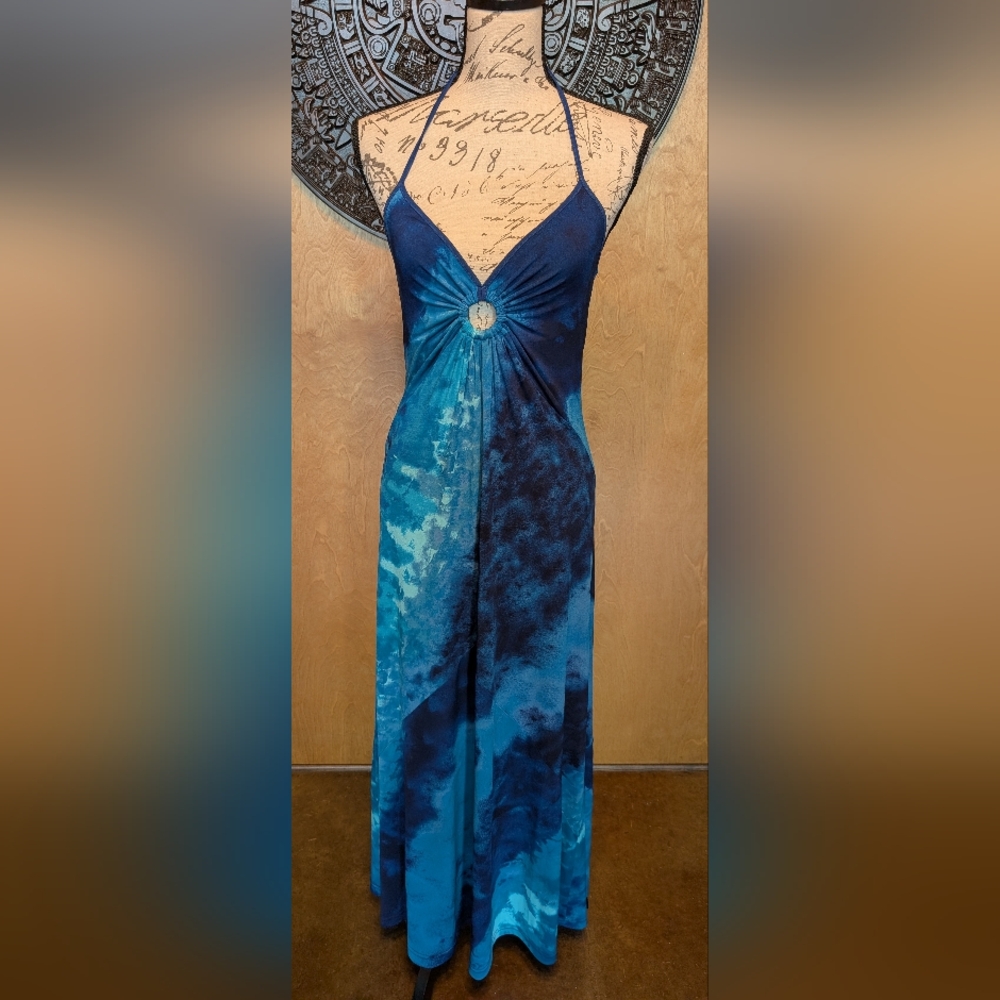 White House Black Market Blue Spaghetti Strap Maxi Dress